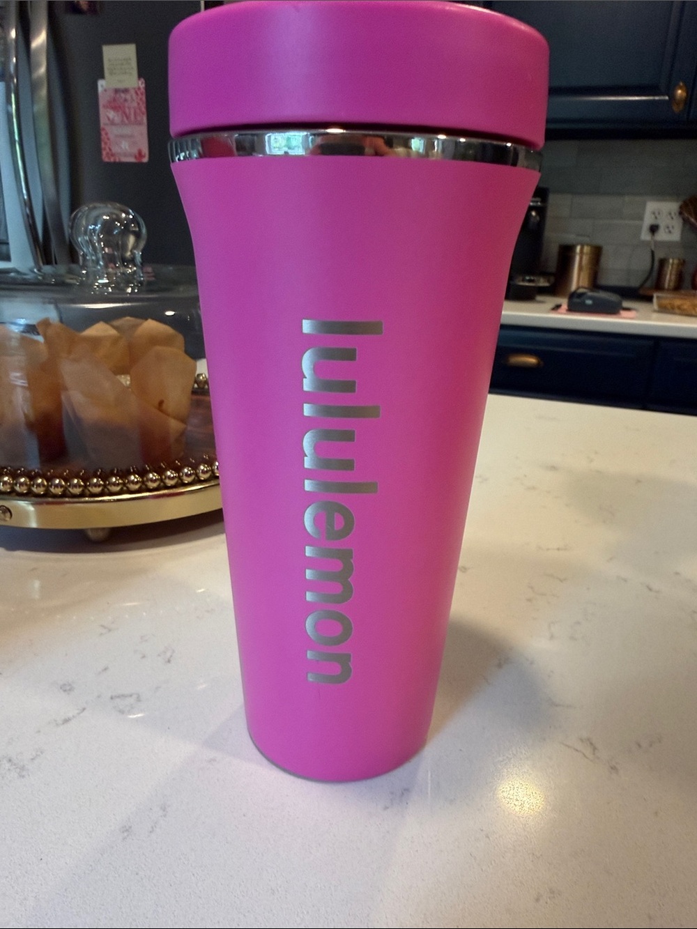 lululemon Back to Life 24 oz tumbler, possibly Sonic Pink.